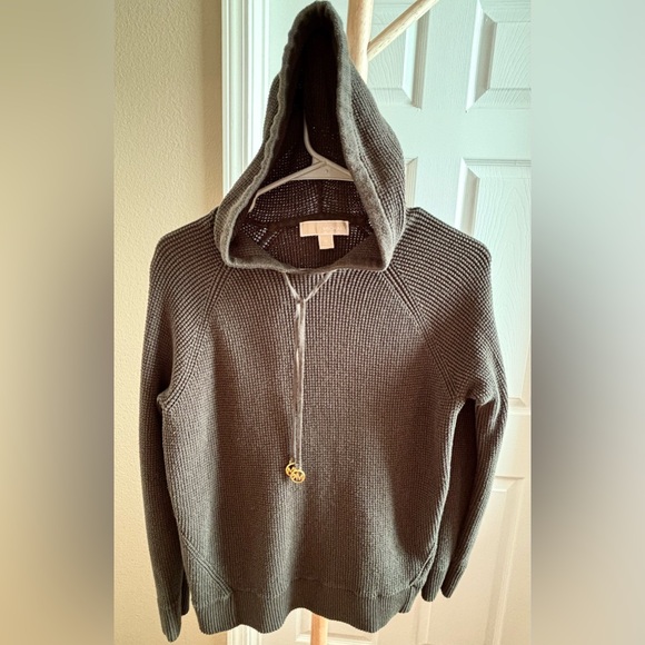 Michael Kors Olive Green Gray Knit Hoodie - Picture 1 of 3